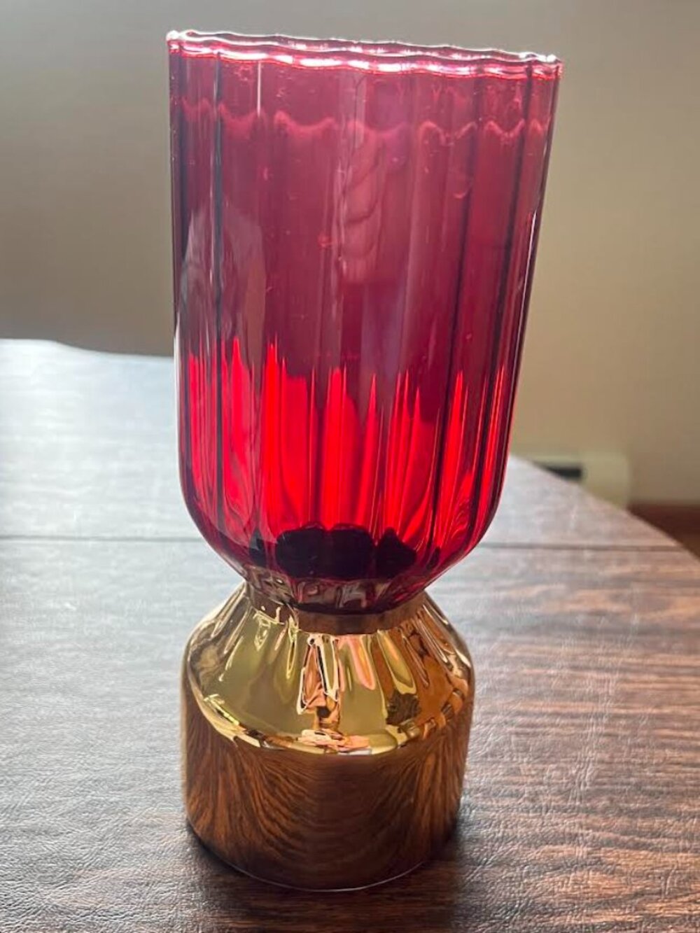 Red Vase with Gold Colored Base